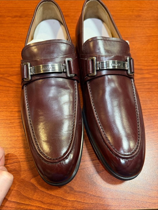 Bally Other - Bally Men's Burgundy Leather Bit Slip-Ons with Silver-Tone Hardware